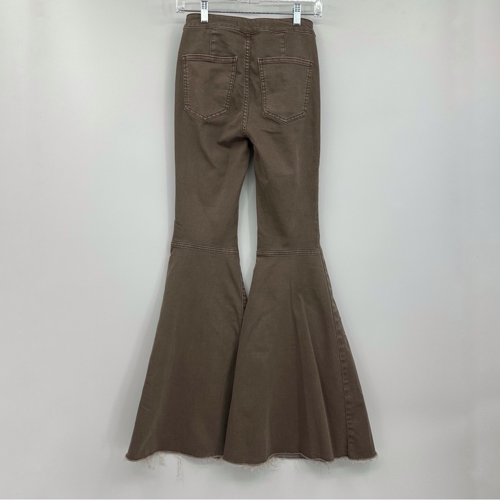 Free People Taupe Wide Leg Flare Jeans - Picture 6 of 16